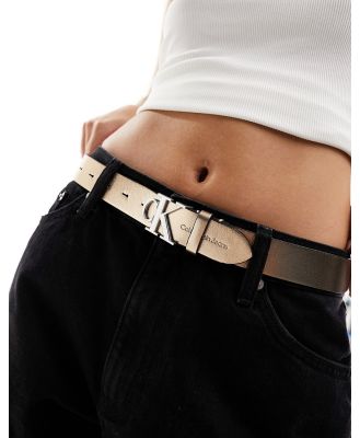 Calvin Klein Jeans round mono leather belt in frosted almond-Copper