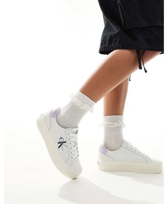 Calvin Klein Jeans vulcanised flatform sneakers in white and lilac