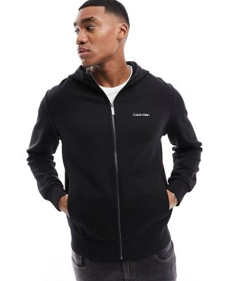 Calvin Klein micro logo Repreve hoodie jacket in black