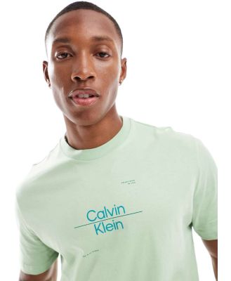 Calvin Klein optic line logo t-shirt in green