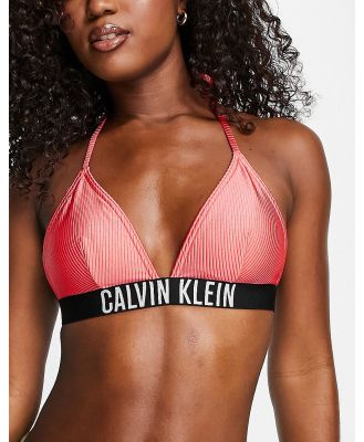 Calvin Klein rib triangle logo bikini top in red
