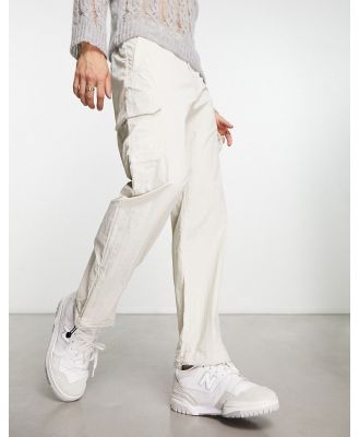 Calvin Klein wide leg crinkle cargos in beige-Neutral
