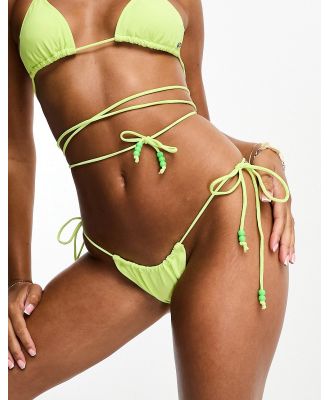 Candypants beaded tie side bikini bottoms in lime-Green