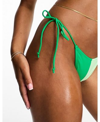 Candypants colour block tie side bikini bottoms in green