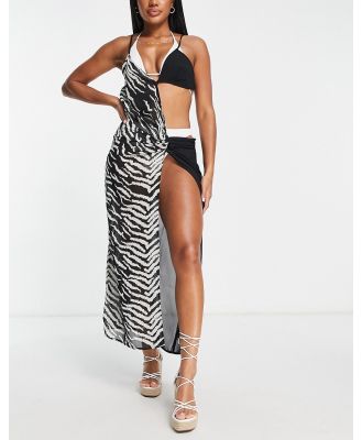 Candypants cut out beach summer dress in zebra print-Multi