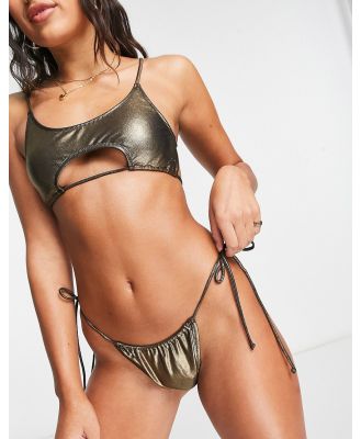 Candypants cut out crop bikini top in bronze-Brown
