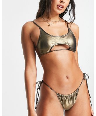 Candypants high leg tie side bikini briefs in bronze-Brown
