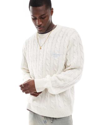 Carhartt WIP signature cable knit jumper in cream-White