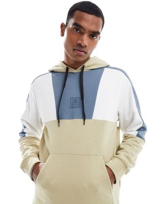 Champion colourblock hoodie in beige and grey-Neutral