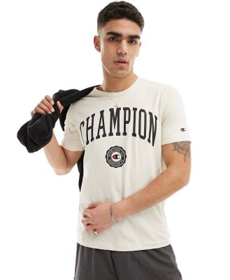 Champion crew neck t-shirt in beige-Neutral