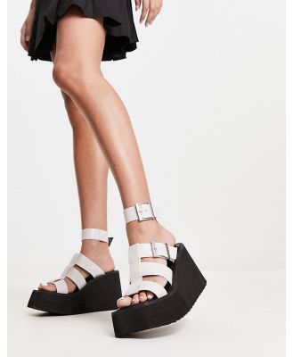 Charles & Keith caged wedge sandals in white