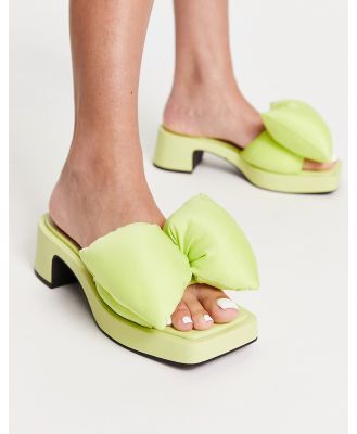 Charles & Keith mid heel mules with puffy bow in lime-Green