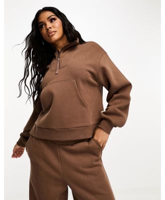 Chelsea Peers Mix & Match zip through sweatshirt in brown