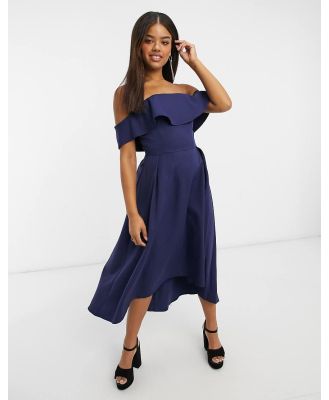 Chi Chi London ruffle bandeau skater dress in navy