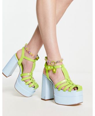 Circus NY Paddie platform heels in wasabi green and blue