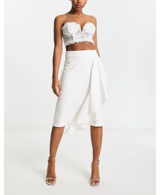 Closet London skirt with frill detail in ivory-White