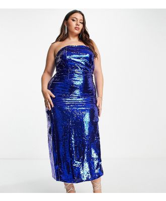 Collective the Label Curve exclusive leg split sequin midaxi dress in cobalt-Blue
