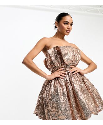 Collective the Label exclusive bandeau sequin mini dress in light gold