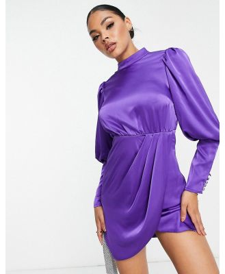 Collective the Label exclusive high neck satin mini dress in purple