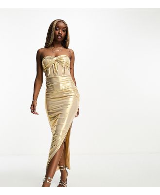 Collective the Label exclusive liquid metallic midaxi dress in gold