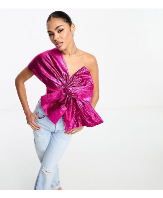 Collective the Label exclusive metallic bow crop top in pink