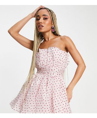 Collective the Label exclusive organza bandeau mini dress in pink heart