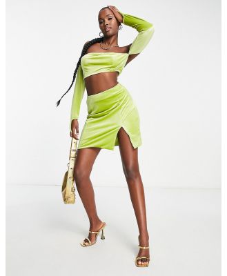 Collective the Label exclusive split mini skirt in lime (part of a set)-Green