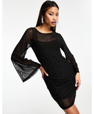Collective the Label mesh mini dress in black diamante