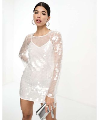 Collective the Label sheer disc sequin mini dress in white