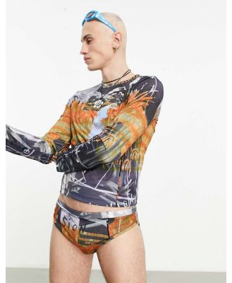 COLLUSION abstract logo printed swim briefs in multi