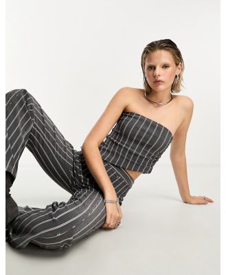 COLLUSION bengaline bandeau top in pinstripe (part of a set)-Grey