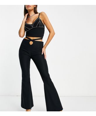 COLLUSION bengaline flare pants with cross waist detail in black