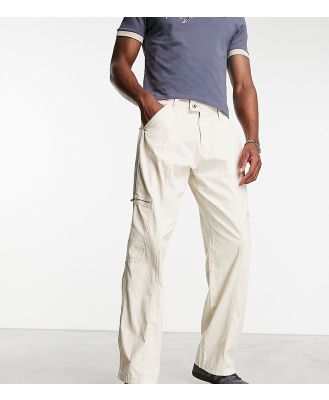 COLLUSION cargo pants with zip detail in ecru-White
