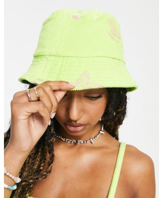 COLLUSION cord embroidered bucket hat in green (part of a set)