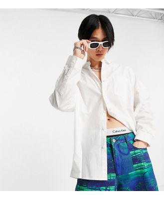 COLLUSION cotton drop shoulder oversized shirt in white