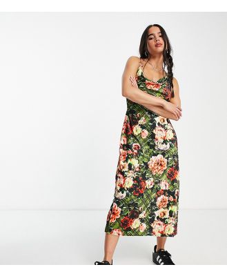 COLLUSION cowl neck velvet floral printed maxi dress in multi