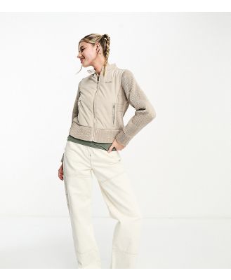 COLLUSION crinkle nylon fitted biker jacket in stone-Neutral