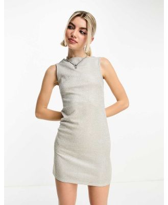 COLLUSION glitter singlet mini dress in silver