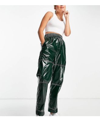 COLLUSION high shine nylon trackies with contrast stitch-Green