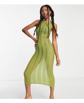 COLLUSION knit cut-out singlet midi dress in green
