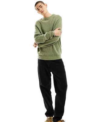 COLLUSION knitted crew neck jumper in light green