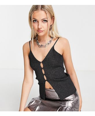 COLLUSION knitted Y2K cut out cami top in black