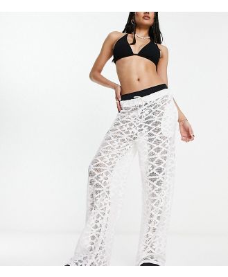 COLLUSION lace beach pants in optic white (part of a set)-Blue