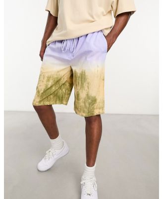 COLLUSION linen tie dye beach shorts in multi