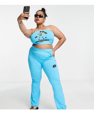 COLLUSION Plus flare trackies in aqua (part of a set)-Blue