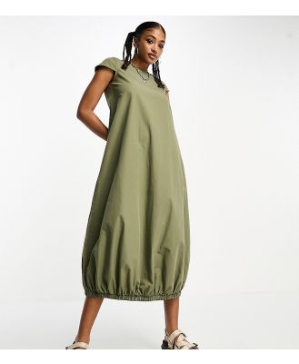 COLLUSION puffball maxi dress in khaki-Green