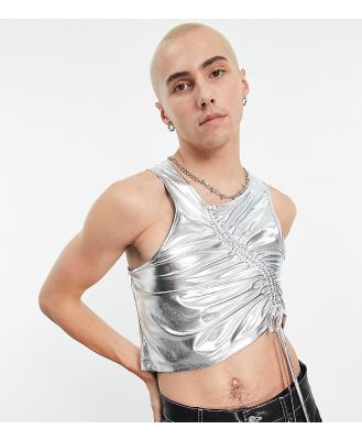COLLUSION ruched detail singlet in silver metallic
