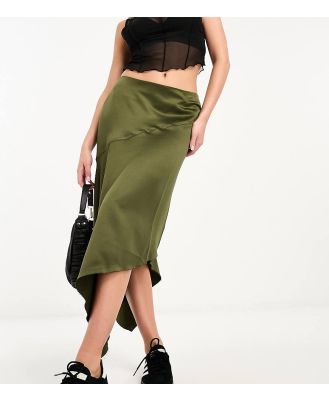 COLLUSION studios asymmetric satin skirt in khaki (part of a set)-Green