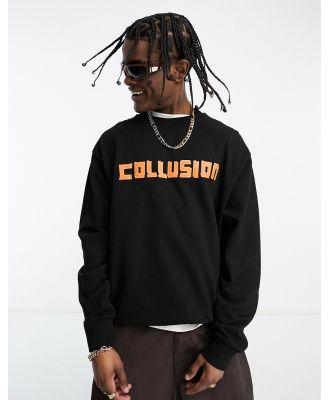 COLLUSION tape logo sweatshirt in black