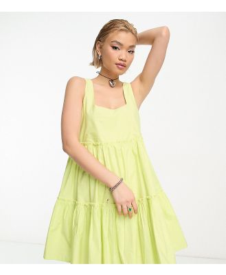 COLLUSION tiered volume mini summer dress in lime-No colour